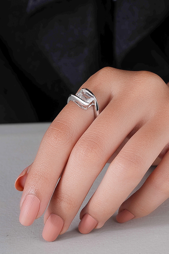 14kt White Finish Emerald-Cut Diamond Ring by Shine Eternal at Pernia's Pop Up Shop