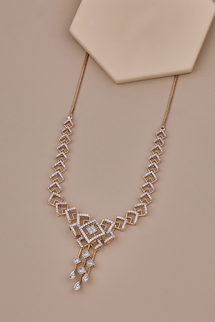 18kt Rose Gold Finish Round-Shaped Diamond Necklace by Shine Eternal at Pernia's Pop Up Shop