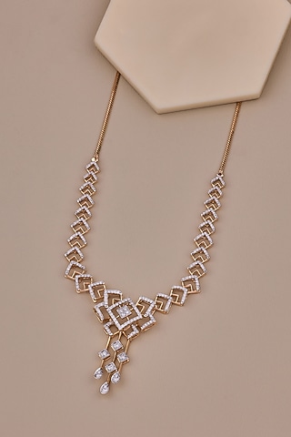 18kt Rose Gold Finish Round-Shaped Diamond Necklace by Shine Eternal