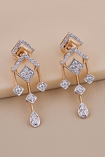 18kt Rose Gold Finish Round-Shaped Diamond Dangler Earrings by Shine Eternal at Pernia's Pop Up Shop