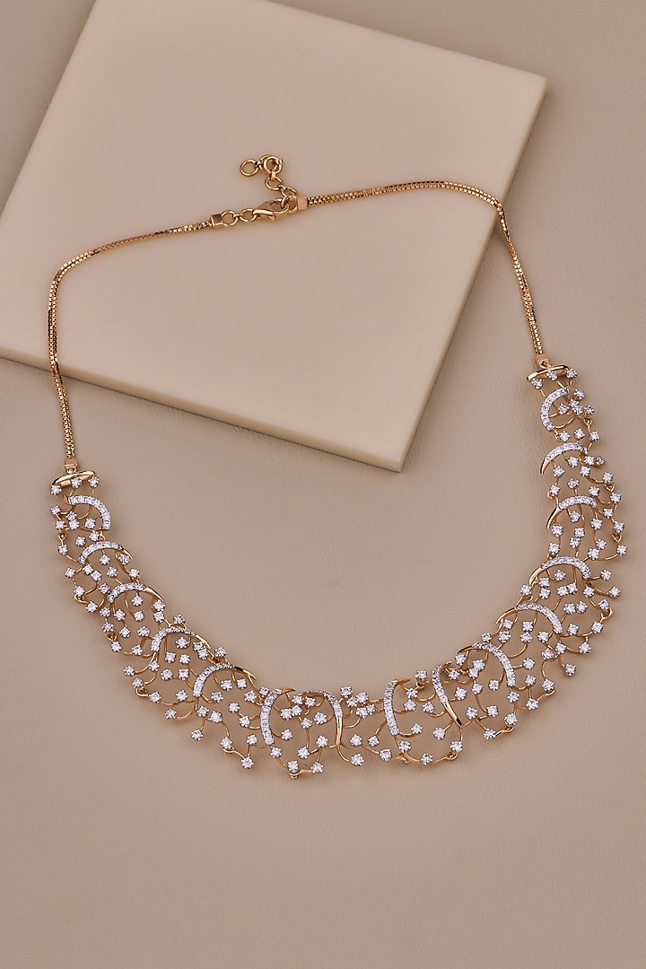 18kt Rose Gold Finish Round-Shaped Diamond Necklace by Shine Eternal at Pernia's Pop Up Shop
