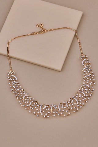 18kt Rose Gold Finish Round-Shaped Diamond Necklace by Shine Eternal