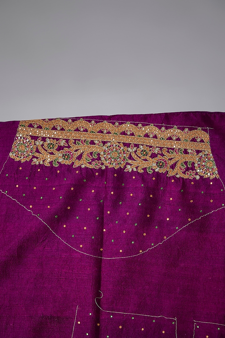 Purple Silk Mirror Embroidered Banarasi Bridal Saree Set by Shantanu Goenka at Pernia's Pop Up Shop