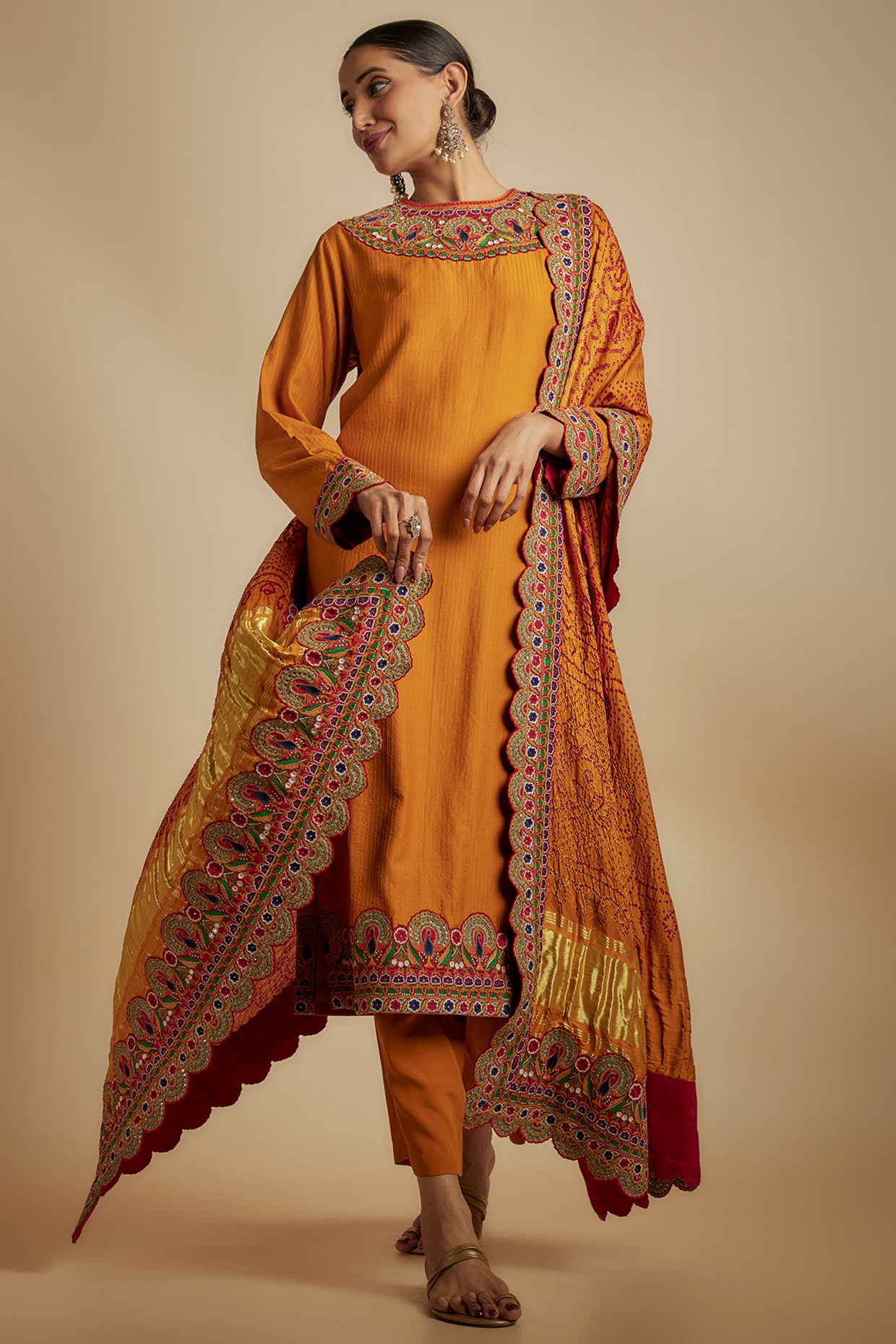 Indian Bollywood Mustard Yellow & Red Printed Kurta Kurti Dress Tunic  Pakistani | eBay