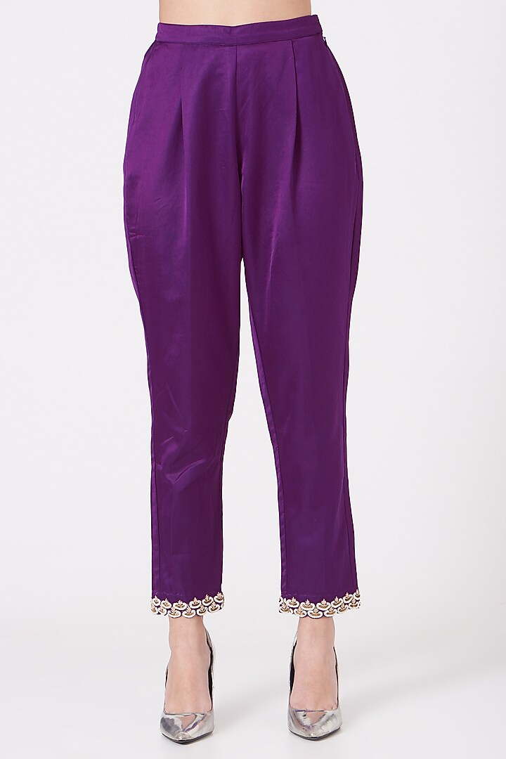 Aged Purple Embroidered Cape Set by Shantanu Goenka at Pernia's Pop Up Shop