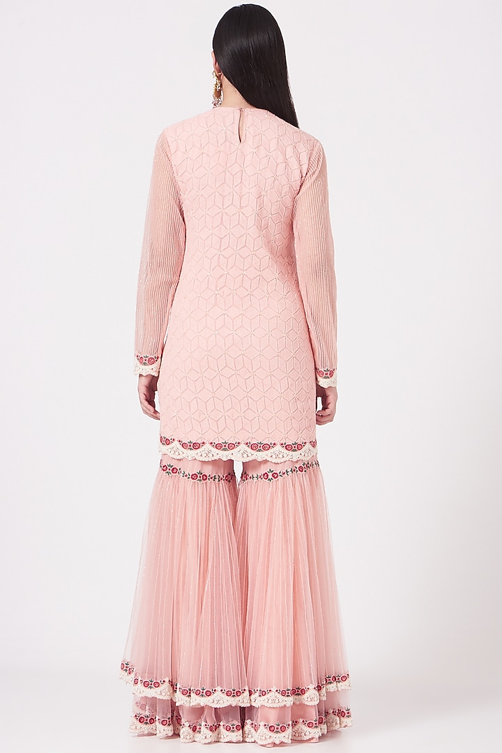Blush Pink Embroidered Bridal Sharara Set by Shantanu Goenka at Pernia's Pop Up Shop
