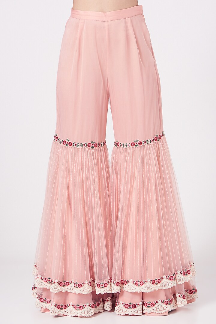 Blush Pink Embroidered Bridal Sharara Set by Shantanu Goenka at Pernia's Pop Up Shop