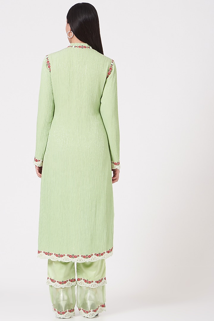 Pista Green Embroidered Kurta Set by Shantanu Goenka at Pernia's Pop Up Shop