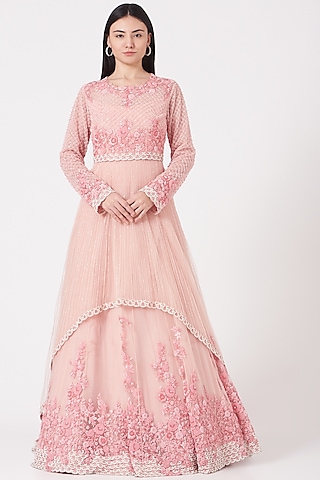 Blush Pink Embroidered Gown by Shantanu Goenka