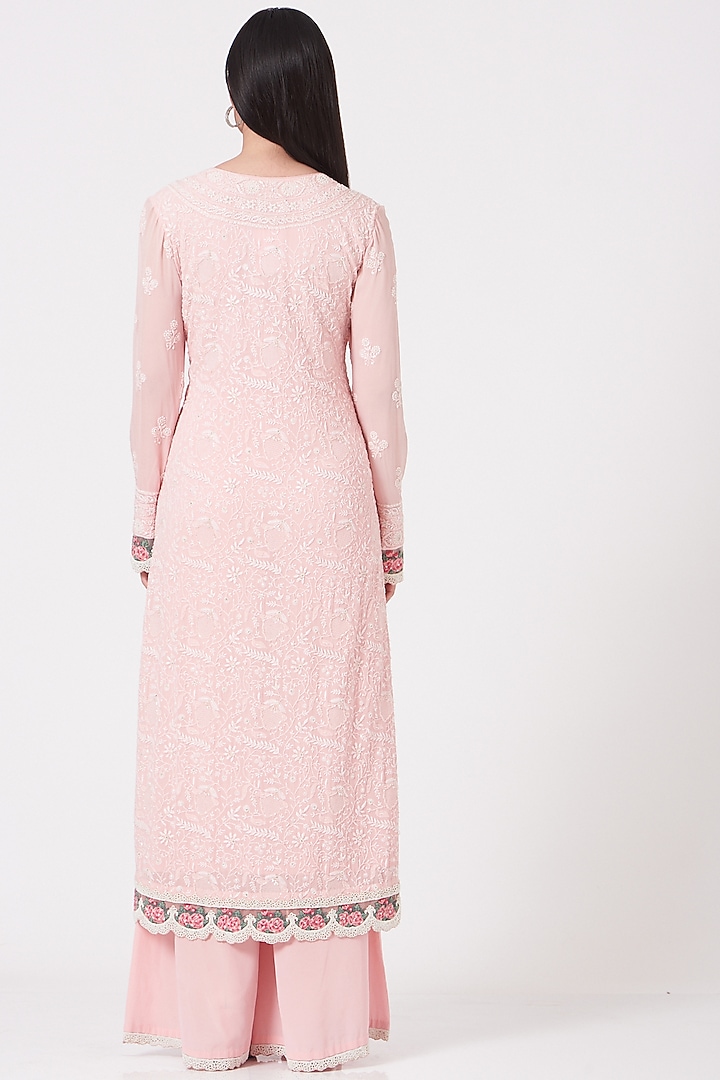 Blush Pink Embroidered Kurta Set by Shantanu Goenka at Pernia's Pop Up Shop