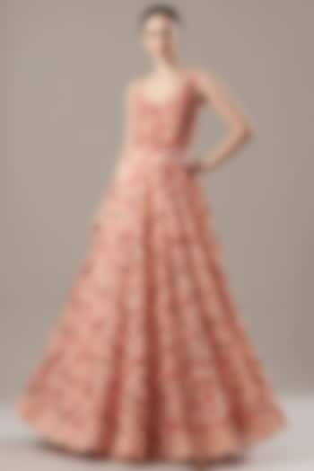 Peach Printed Gown by Shantanu Goenka at Pernia's Pop Up Shop