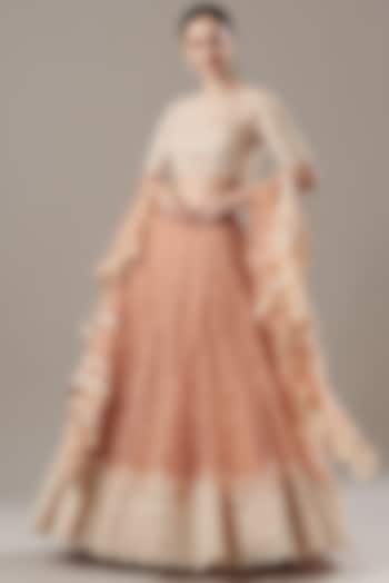 Nude Embroidered Bridal Lehenga Set by Shantanu Goenka at Pernia's Pop Up Shop