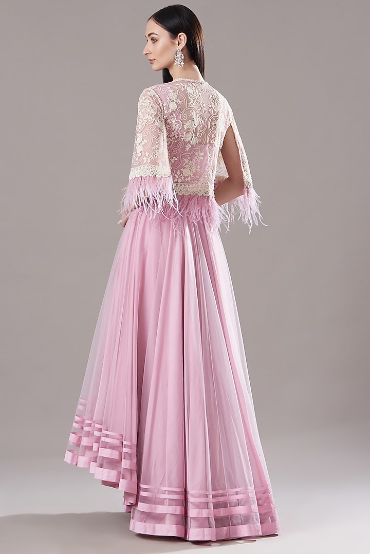 Lilac Embroidered Wedding Gown With Jacket by Shantanu Goenka at Pernia's Pop Up Shop
