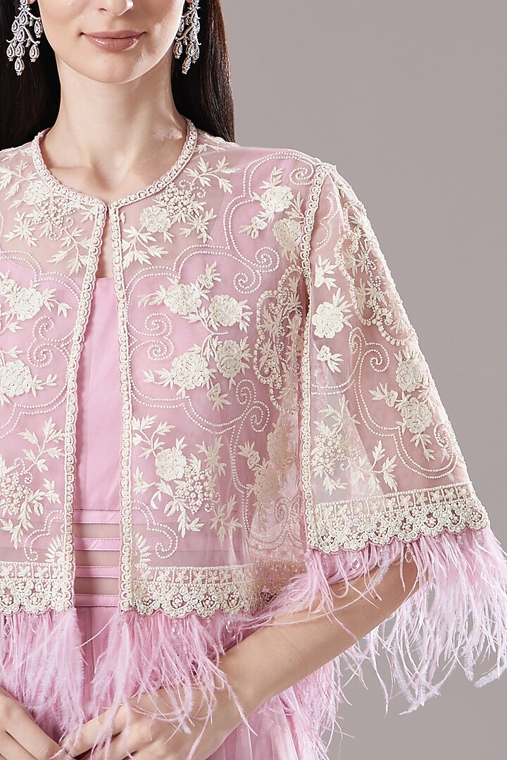 Lilac Embroidered Wedding Gown With Jacket by Shantanu Goenka at Pernia's Pop Up Shop