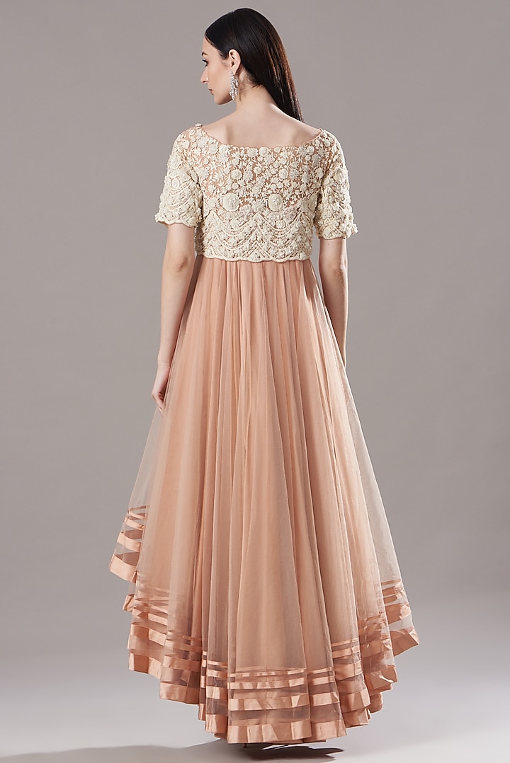 Nude Embroidered Asymmetrical Wedding Gown by Shantanu Goenka at Pernia's Pop Up Shop