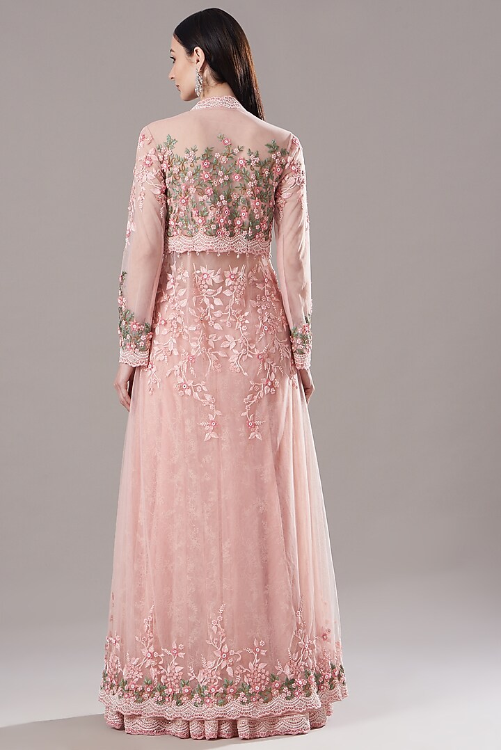 Blush Pink Embroidered Jacket Bridal Lehenga Set by Shantanu Goenka at Pernia's Pop Up Shop