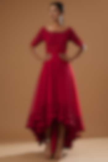 Red Hand Embroidered Wedding Gown by Shantanu Goenka at Pernia's Pop Up Shop