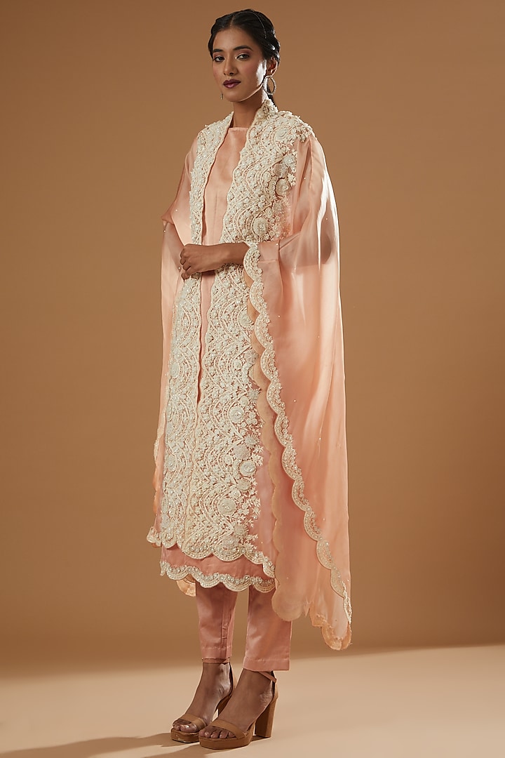 Nude Hand Embroidered Cape Set by Shantanu Goenka at Pernia's Pop Up Shop