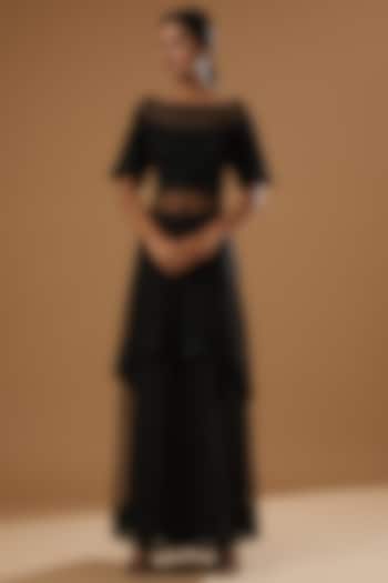 Black Tulle Bridal Sharara Set by Shantanu Goenka at Pernia's Pop Up Shop