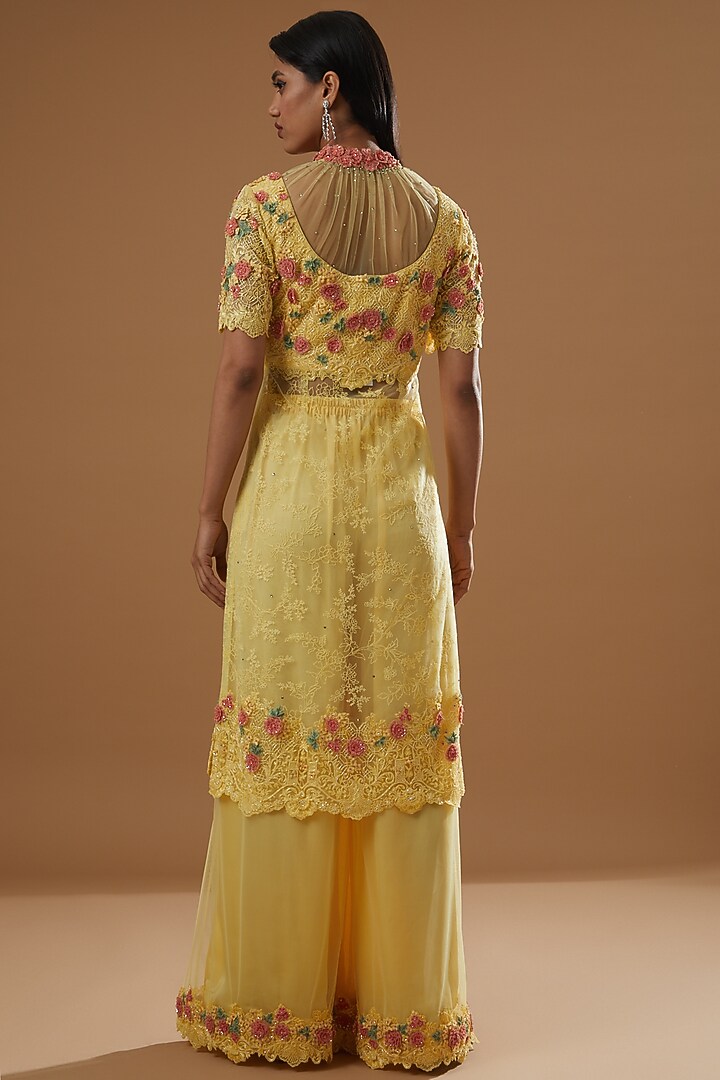 Yellow Tulle Bridal Sharara Set by Shantanu Goenka at Pernia's Pop Up Shop