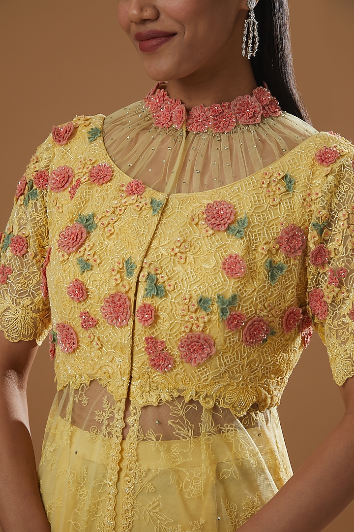 Yellow Tulle Bridal Sharara Set by Shantanu Goenka at Pernia's Pop Up Shop