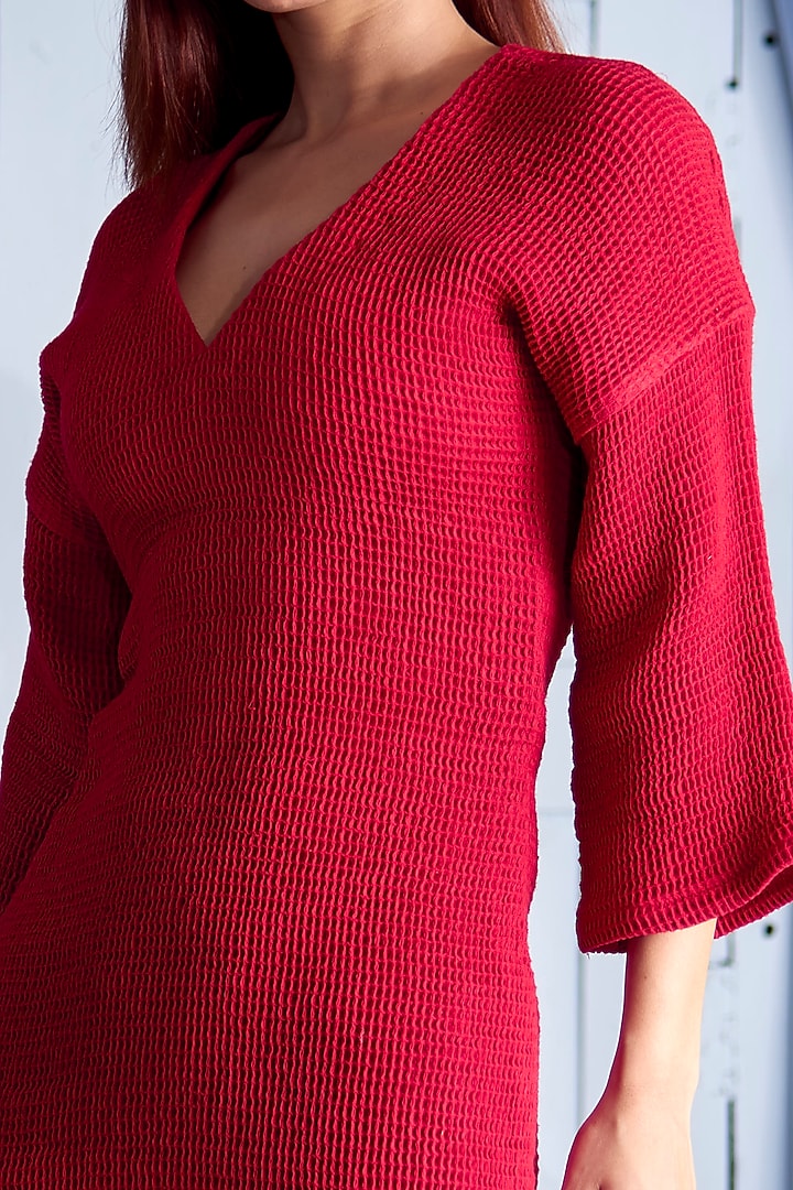 Red Bodycon Cotton Dress by Shivika Agarwal at Pernia's Pop Up Shop