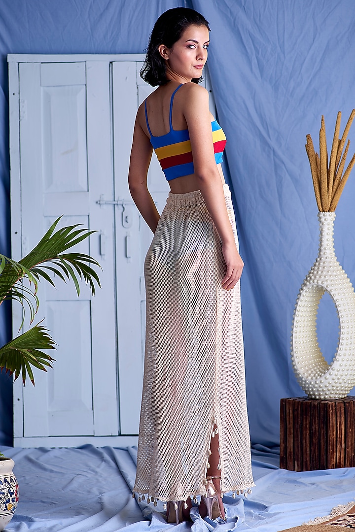 Vanilla Creme Fishnet Skirt by Shivika Agarwal at Pernia's Pop Up Shop