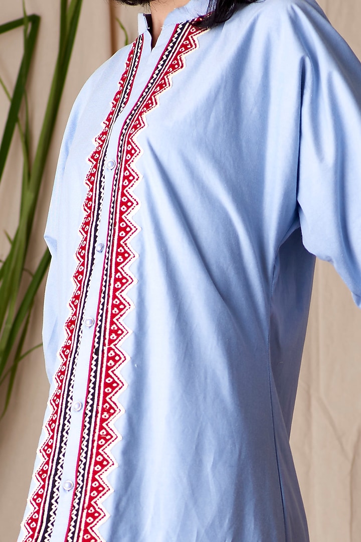 Columbine Blue Two Tiered Gathered Dress by Shivika Agarwal at Pernia's Pop Up Shop