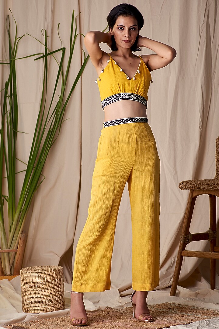 Yellow Triangle Top by Shivika Agarwal at Pernia's Pop Up Shop