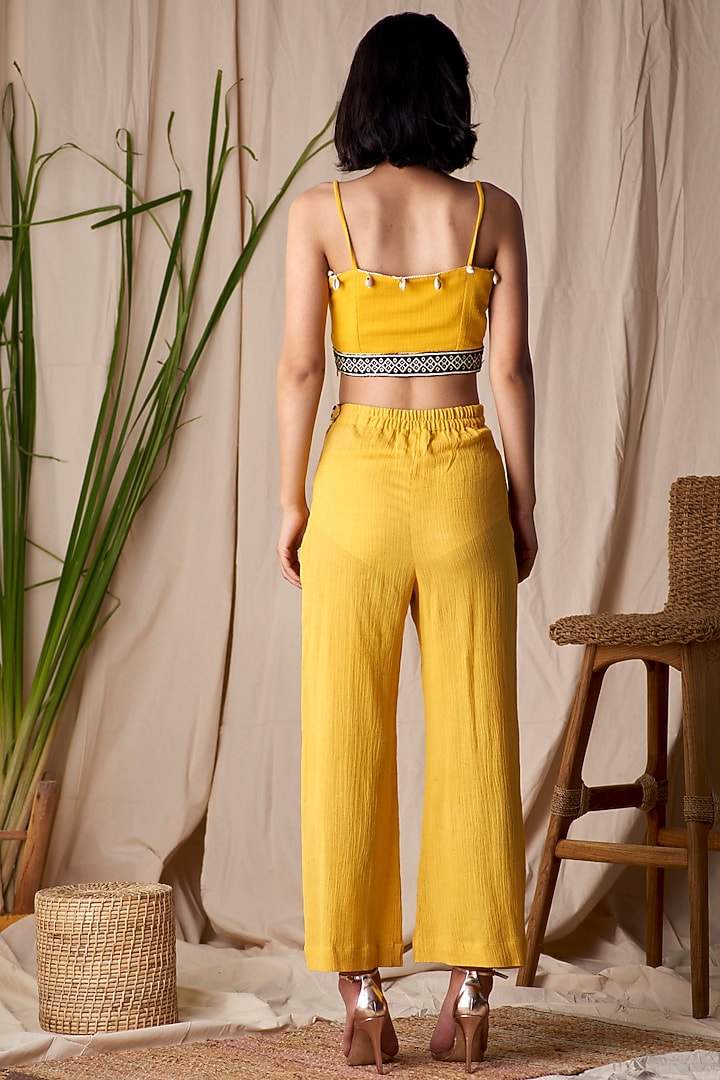 Yellow Triangle Top by Shivika Agarwal at Pernia's Pop Up Shop