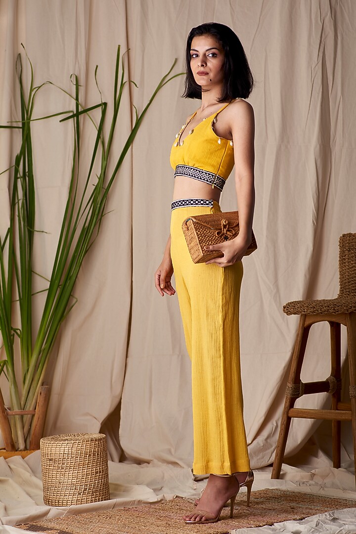 Yellow Triangle Top by Shivika Agarwal at Pernia's Pop Up Shop