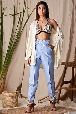 Vanilla Creme Cotton Shrug by Shivika Agarwal