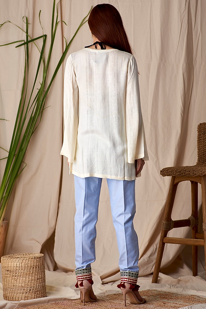 Vanilla Creme Cotton Shrug by Shivika Agarwal at Pernia's Pop Up Shop