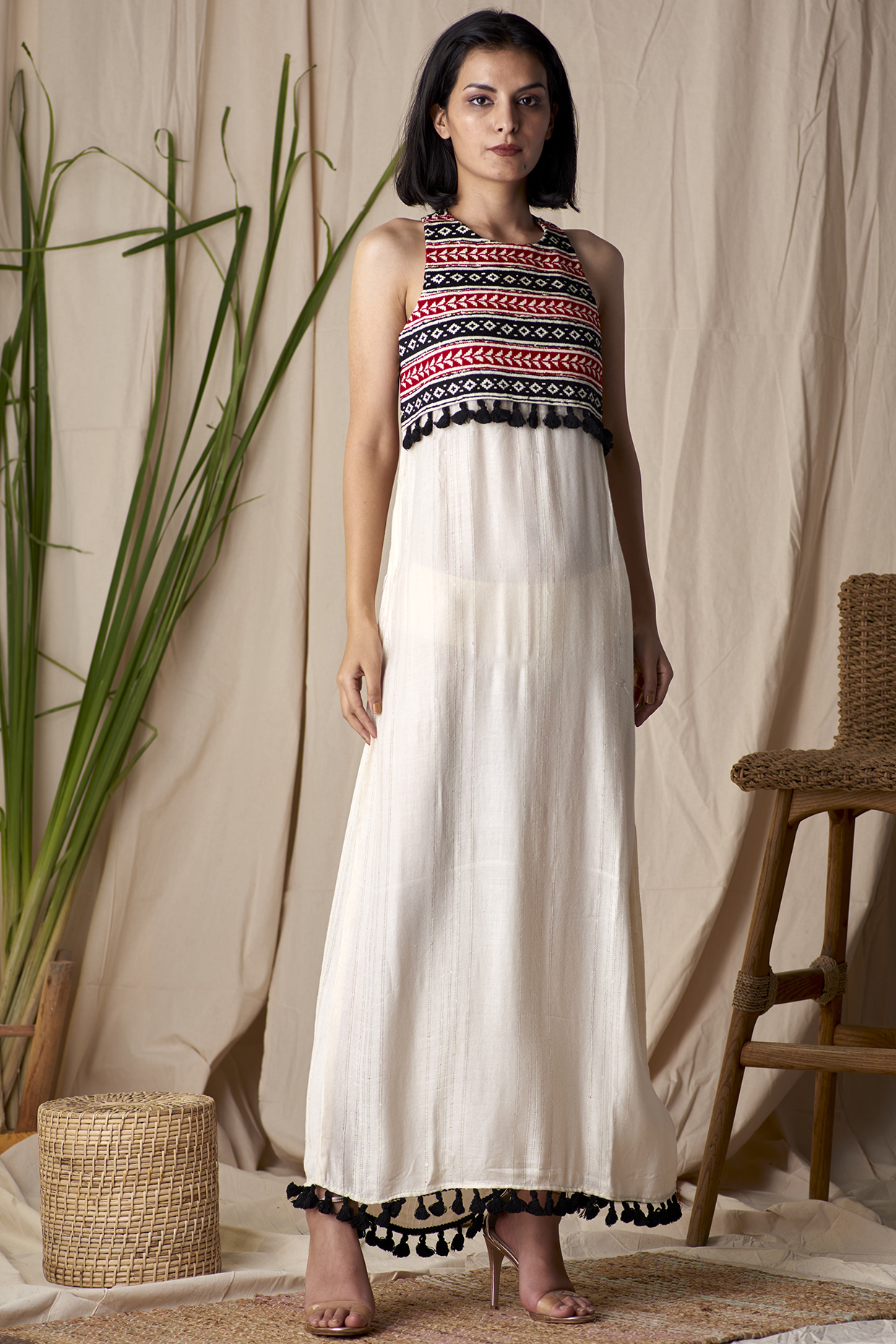 Vanilla Creme Embroidered Dress by Shivika Agarwal