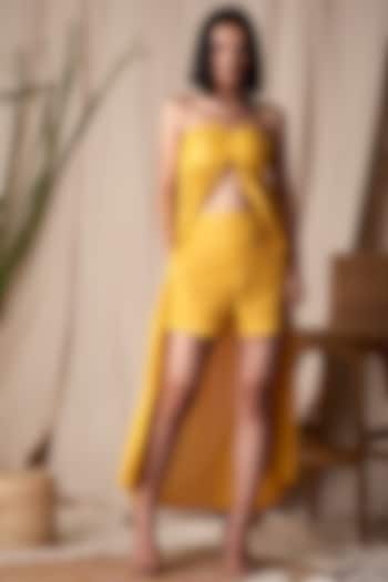 Yellow Top With A Slit by Shivika Agarwal