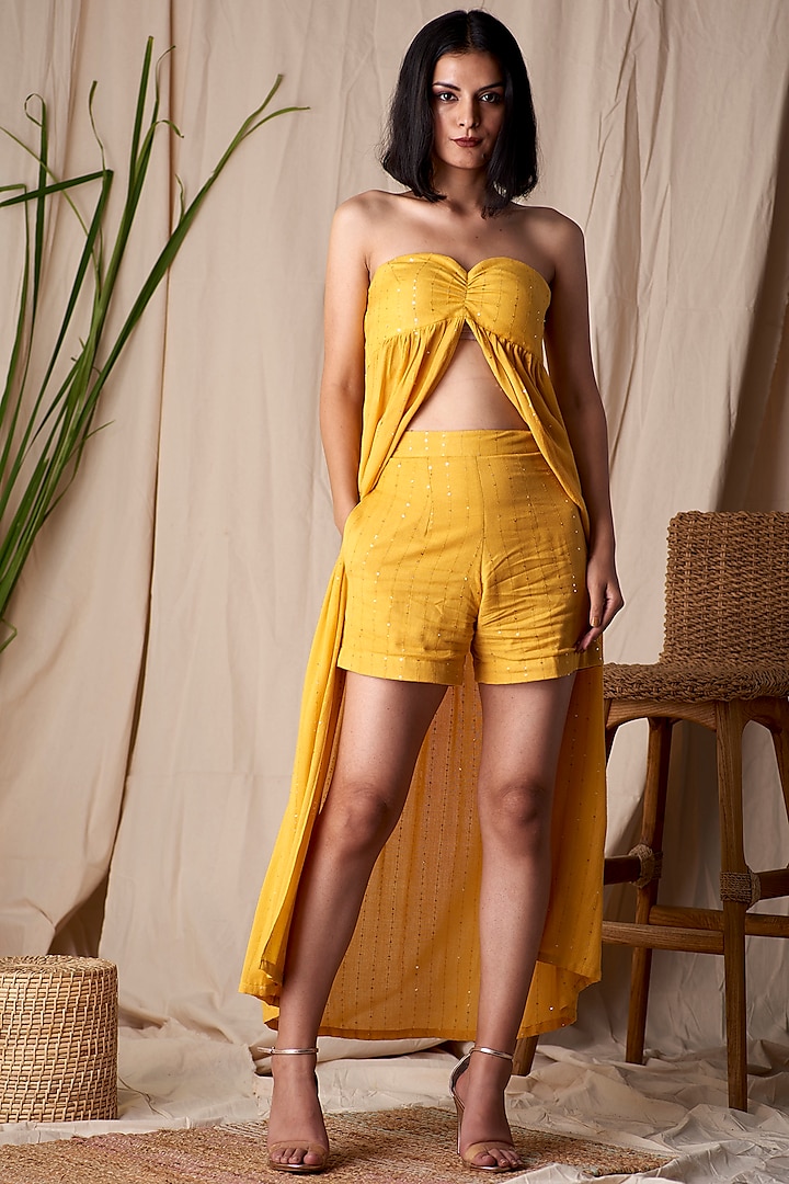 Yellow Top With A Slit by Shivika Agarwal