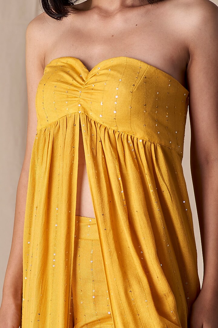Yellow Top With A Slit by Shivika Agarwal at Pernia's Pop Up Shop