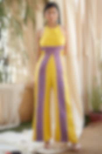Lemon Yellow Embroidered Jumpsuit by Shivika Agarwal