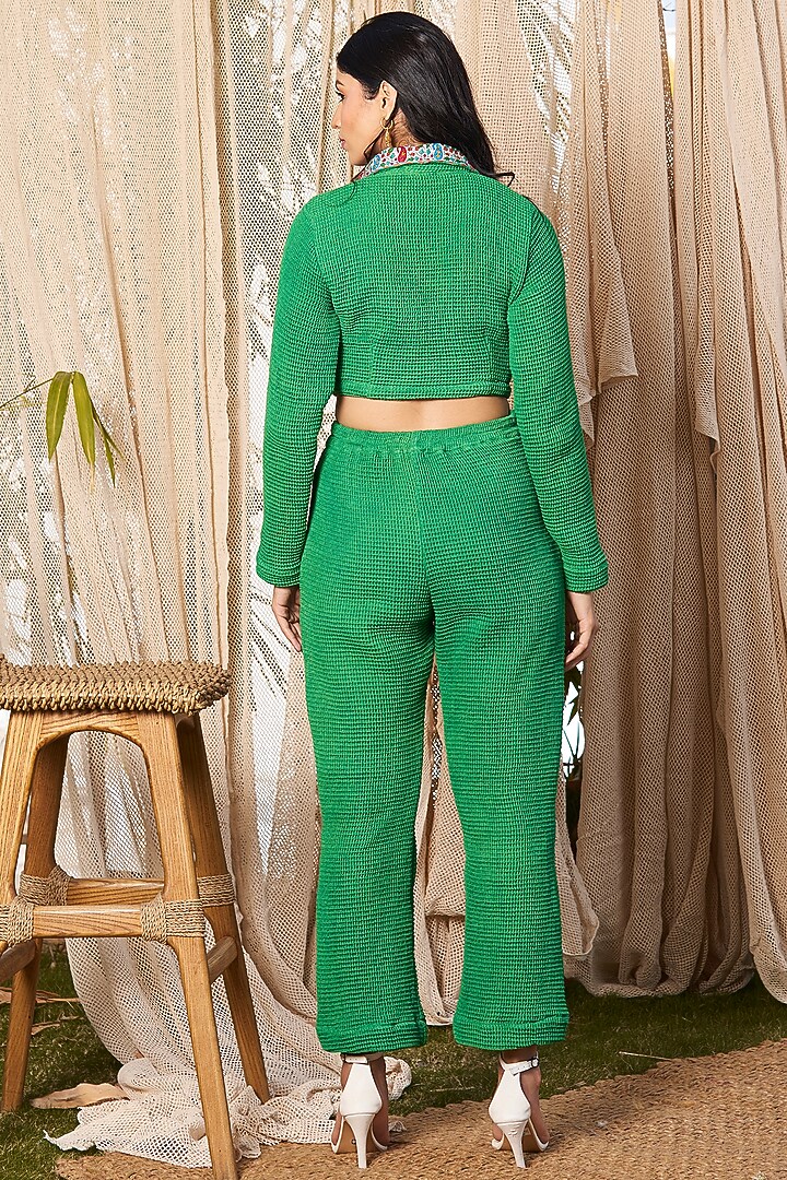 Khus Khus Embroidered Cropped Shirt by Shivika Agarwal at Pernia's Pop Up Shop
