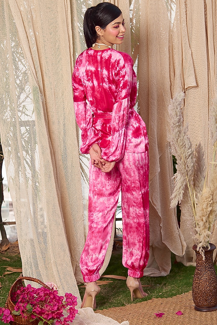 Strawberry Tie-Dyed Jogger Pants by Shivika Agarwal at Pernia's Pop Up Shop