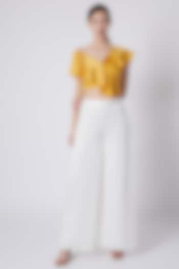 Mustard Yellow Satin Top by Shivangi Jain at Pernia's Pop Up Shop