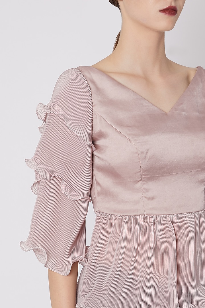 Mauve Top With Pleats by Shivangi Jain at Pernia's Pop Up Shop
