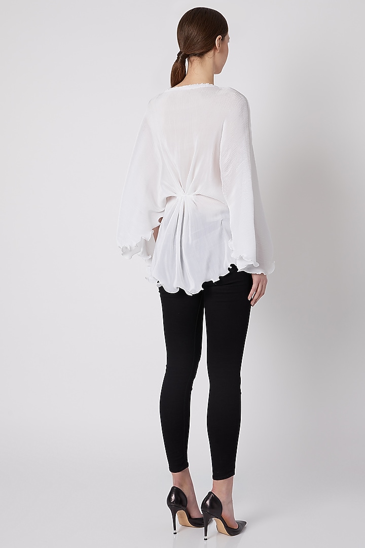 White Top With Pleats by Shivangi Jain at Pernia's Pop Up Shop