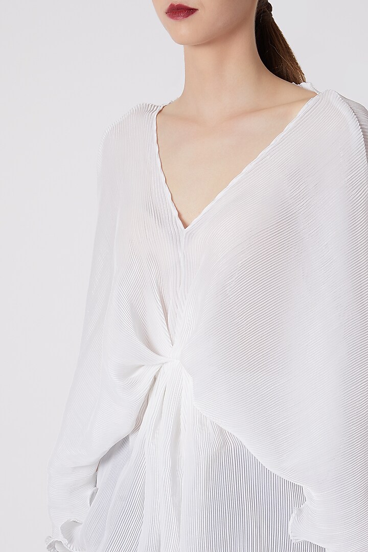 White Top With Pleats by Shivangi Jain at Pernia's Pop Up Shop