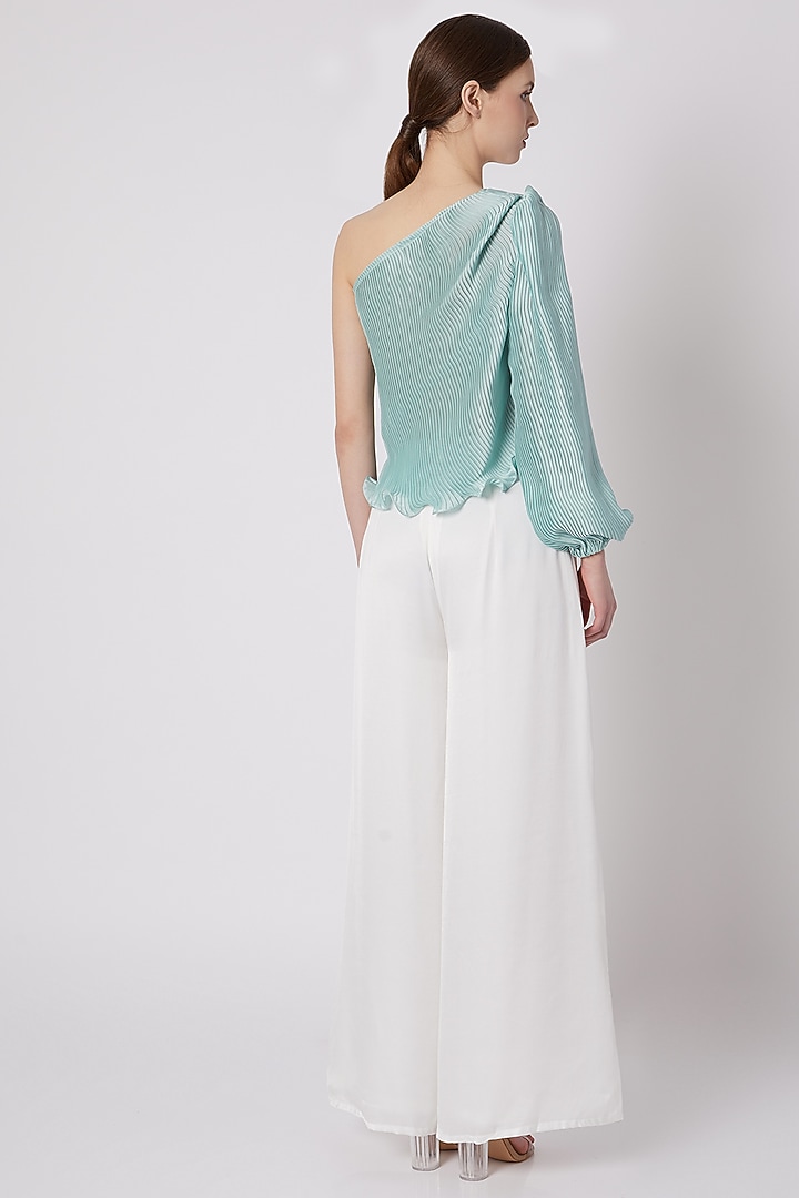 Turquoise One Shoulder Top by Shivangi Jain at Pernia's Pop Up Shop