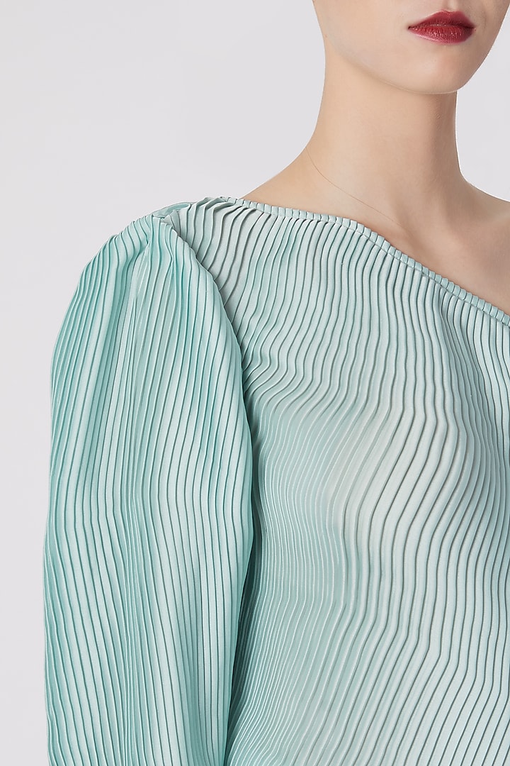 Turquoise One Shoulder Top by Shivangi Jain at Pernia's Pop Up Shop