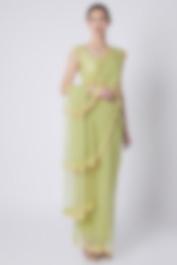 Mint Green Saree Set by Shivangi Jain