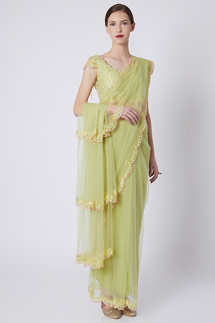 Mint Green Saree Set by Shivangi Jain
