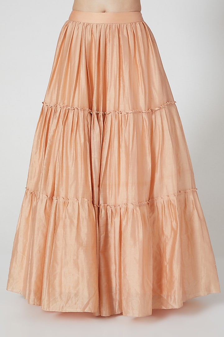 Orange Ruffled Layered Skirt Set by Shivangi Jain at Pernia's Pop Up Shop