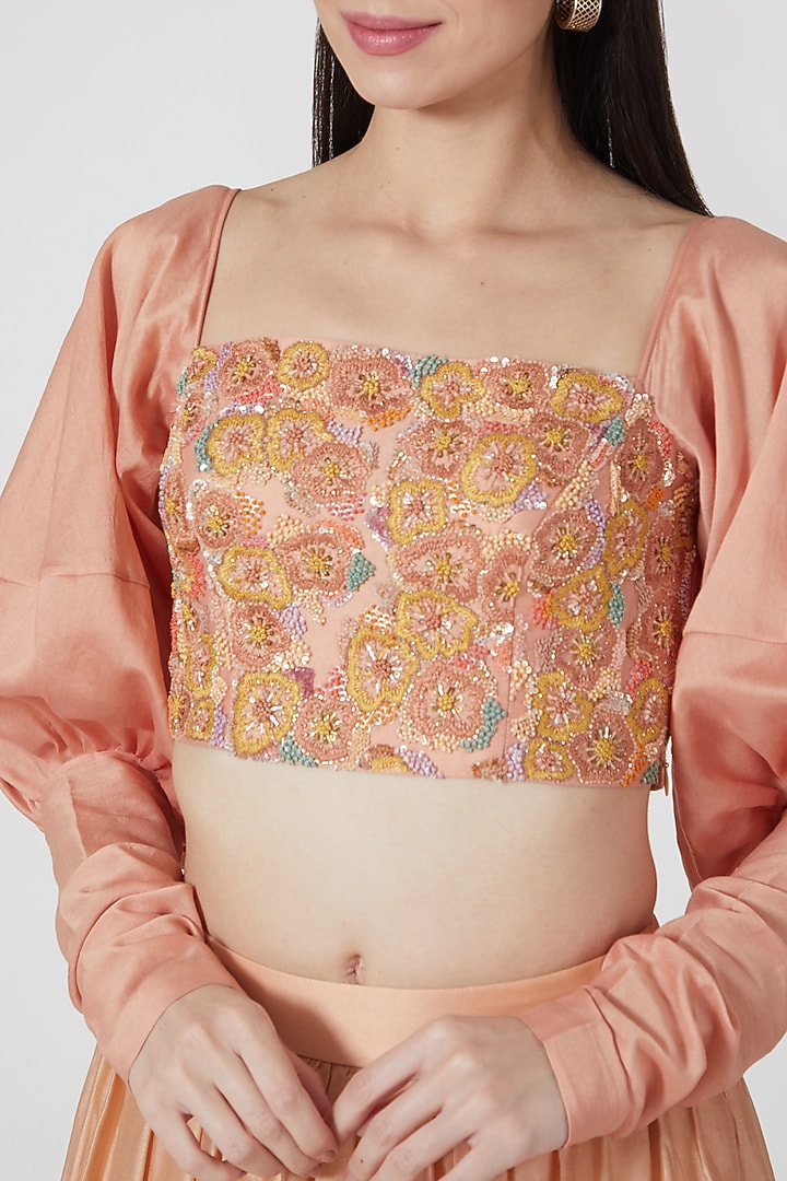 Orange Ruffled Layered Skirt Set by Shivangi Jain at Pernia's Pop Up Shop